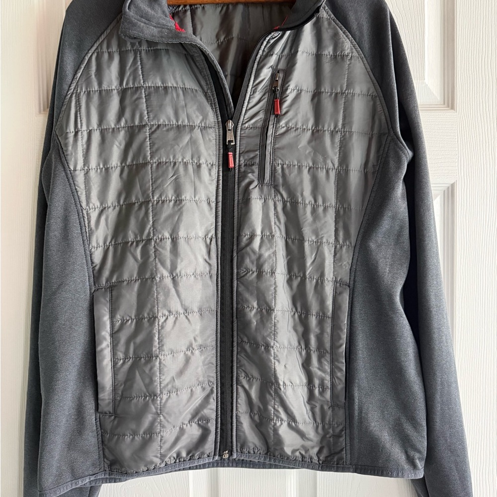Orvis Men's Gray Mixed Media Quilted Jacket Zippered with Pockets